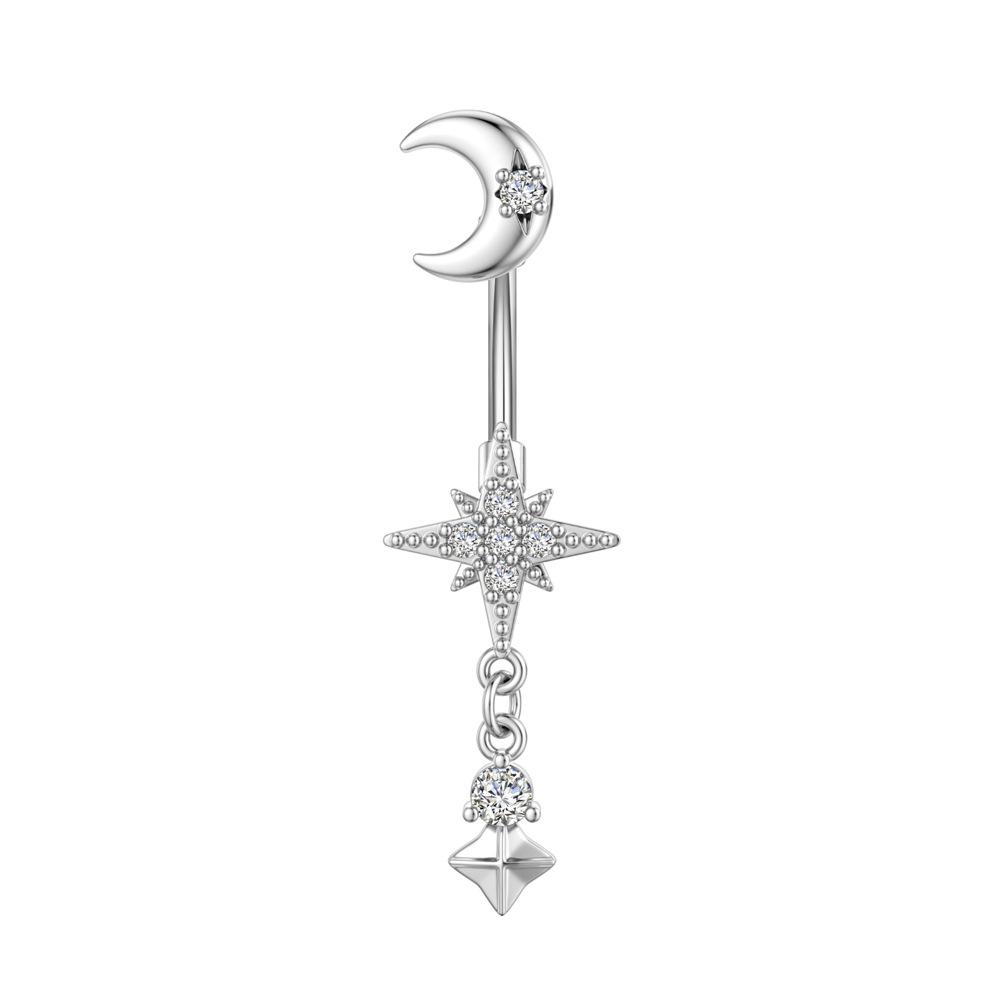 Сексуальный Женский Шарм Луна Звезда Подвеска Перфорированный Кольцо Для Пупка Музыкальный Фестиваль Ювелирные Аксессуары Гексаграмма Пирсинг Пупка