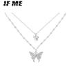 Korean Butterfly Multilayer Silver Necklace Fashion Pendant Necklaces Jewelry Accessories