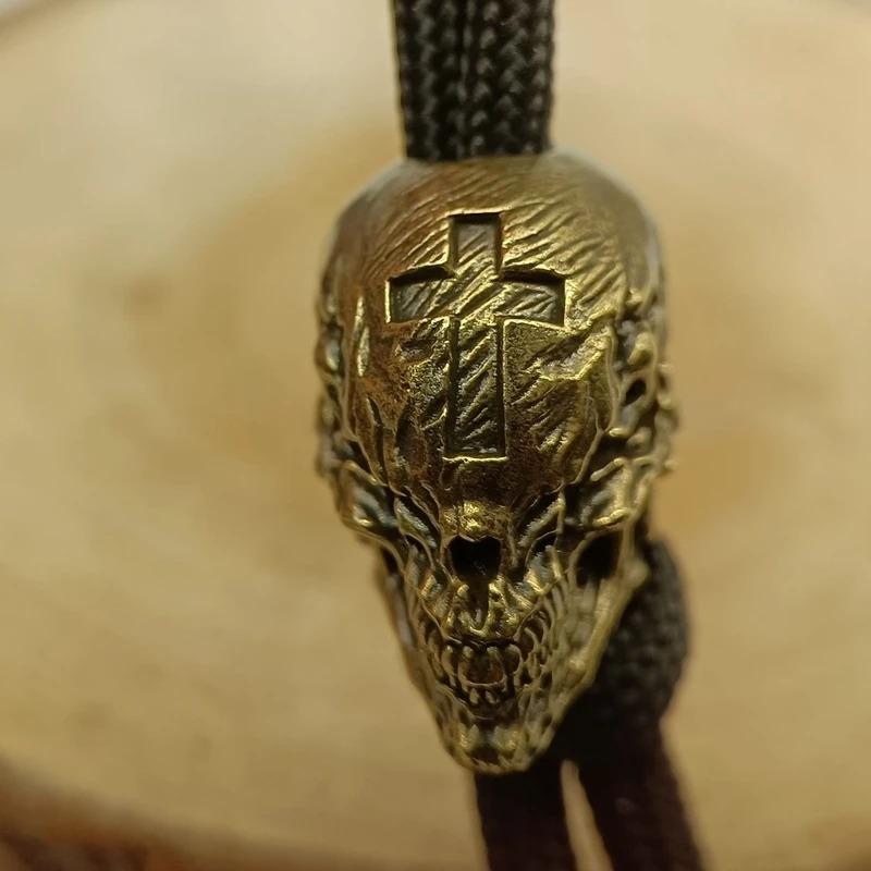 Череп Голова Латунные Бусины Нож EDC DIY Паракорд Плетеные Браслеты Шнурки Подвески Аксессуары Подвески для инструментов на открытом воздухе Безделушки