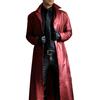 God Temperament Solid Color Trench Style Men's Fashion   Slim  Long Leather Jacket  Domineering Gambling Coat Plus Size