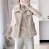 Korean Version of the New Lamb Plush Vest Women's Tooling Wind Lapel Can Buckle Lamb Wool Vest Women's Loose