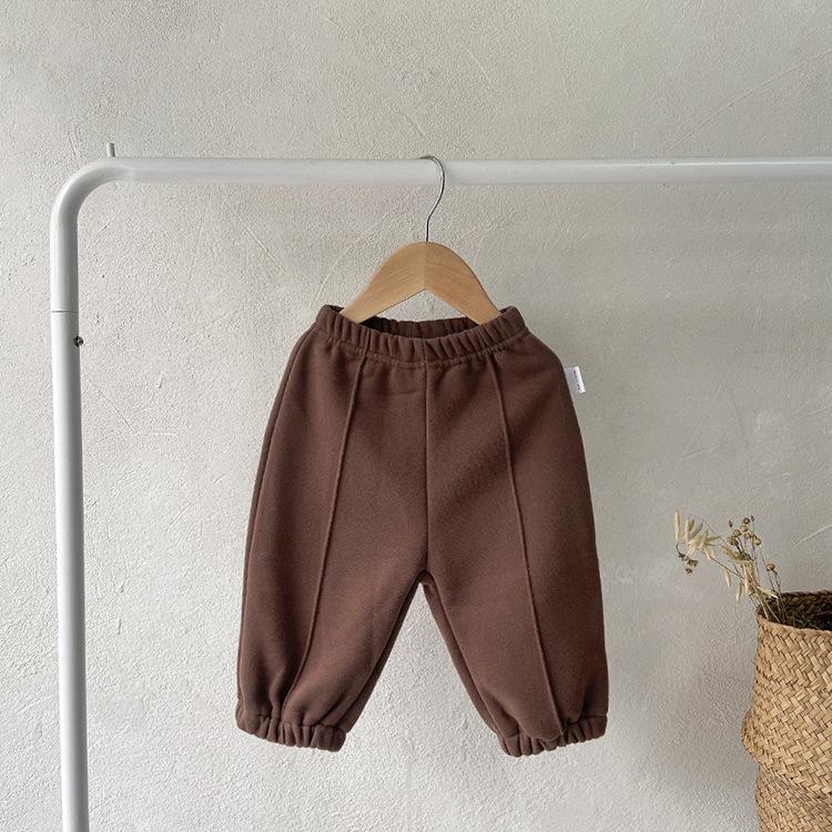 Детские повседневные брюки с подкладкой из корейского бархата на весну и осень - детские брюки унисекс