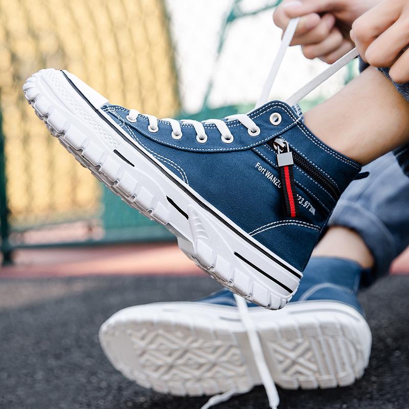 Модные летние новые дышащие парусиновые туфли мужские высокие студенческие туфли мужские модные повседневные кроссовки обувь D273