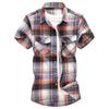 2023 Men's Plaid Casual Short Sleeve Shirt with Double Pockets - Summer Fashion, Large Size