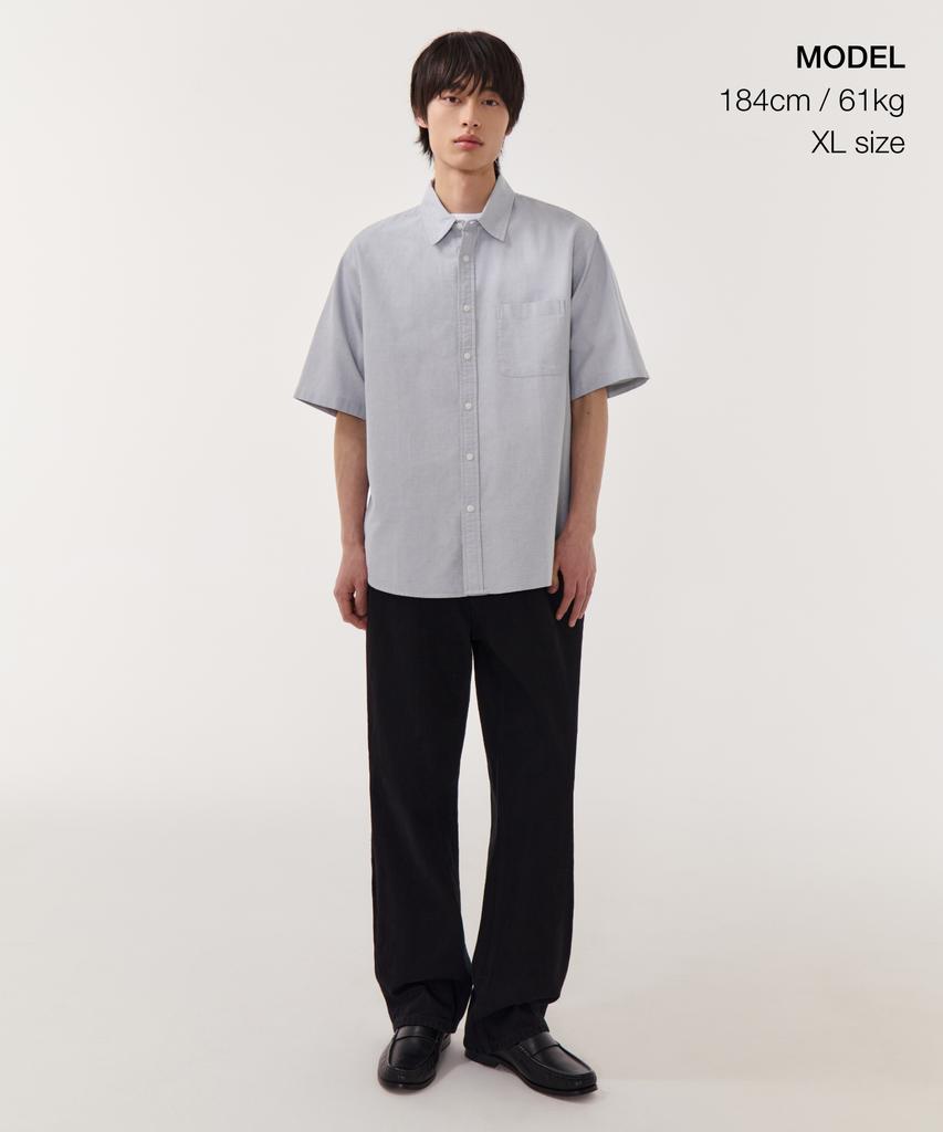 MUSINSA STANDARD Relaxed Oxford Short Sleeve Shirt [Grey]