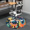1pc Dino Friends Office Round Area Rug,  Mat Suitable ForOffice, Under Office Chairs Bedroom Living Room Home Decor, Room Deco