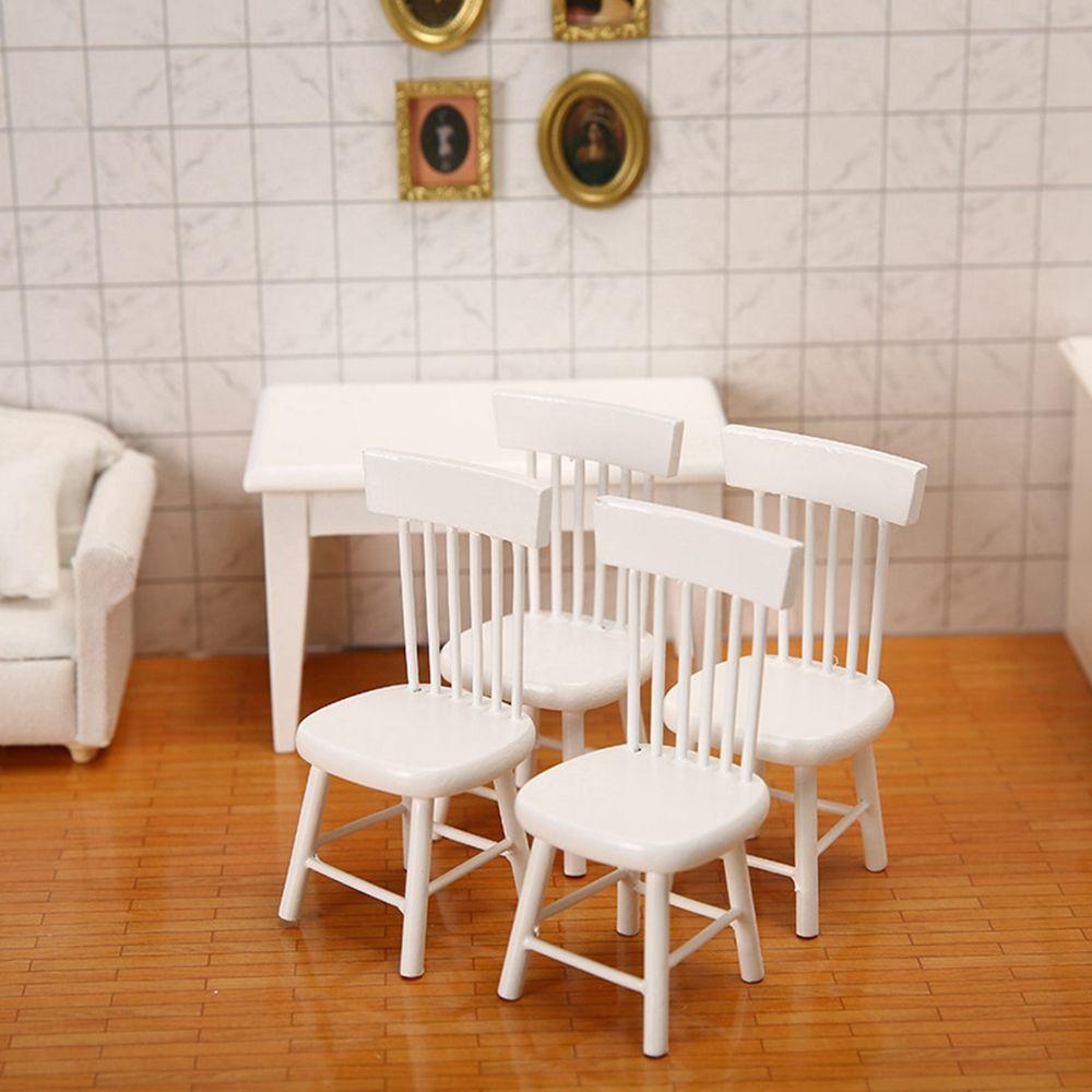 1/12 Dollhouse Miniature Table Furniture Toys Wooden Table Doll House Decoration Simulation Chair