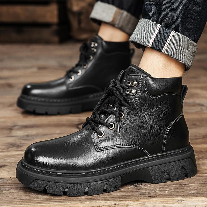 Fashion Genuine Leather Men's Boots Fashionable Classic Styles Outdoor Leisure Business Party Daily Office Motorcycle High-quality Shoes