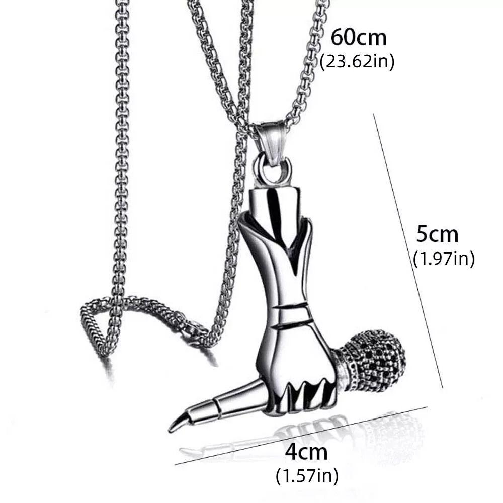 Silver Microphone Necklace Titanium Steel Hip Hop Necklace New Pendant Necklace Men Women