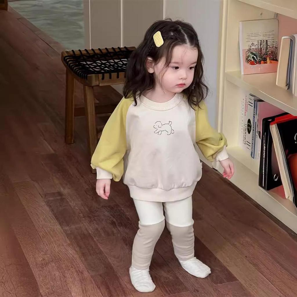 Комплект из двух предметов для девочек в корейском стиле: осенняя толстовка и леггинсы