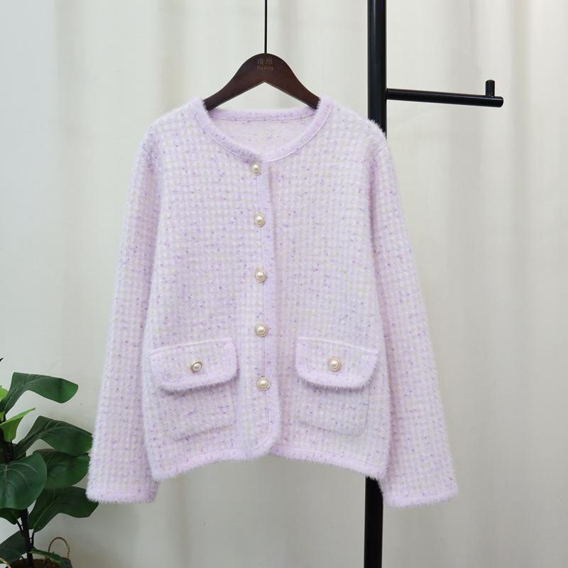 Вязаный кардиган из искусственного норкового бархата, новый осенне-зимний, свободный, мягкий, с восковым характером, куртка-свитер для женщин