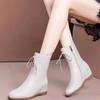 Круглый носок, зима 2024, женские туфли до середины голени, высокие каблуки, элегантные женские полусапожки, качественные трендовые рабочие ботинки для косплея, новинка