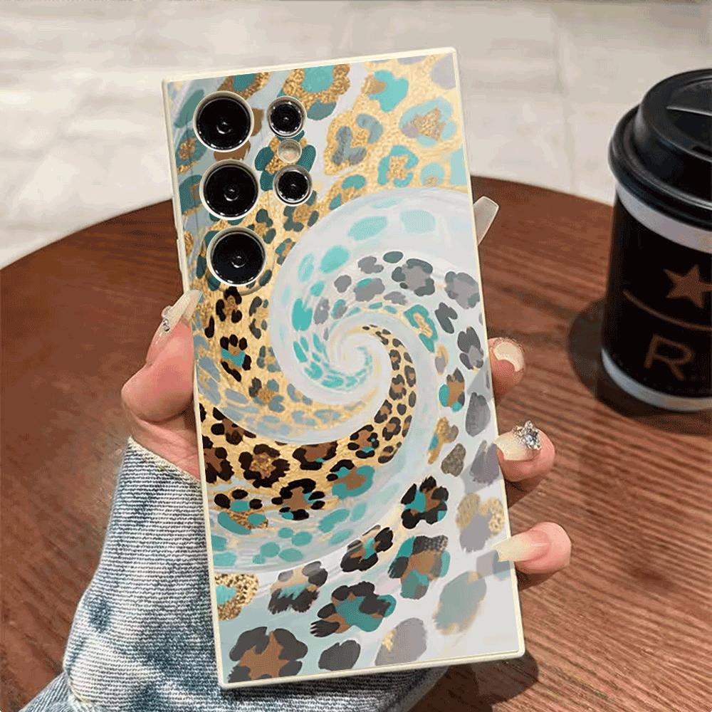 Swirling Leopard Print Pattern Case for Samsung Galaxy S25 S24 Ultra S23 S22 S21 S20 FE Plus Soft TPU Slim Fit Shockproof Cover