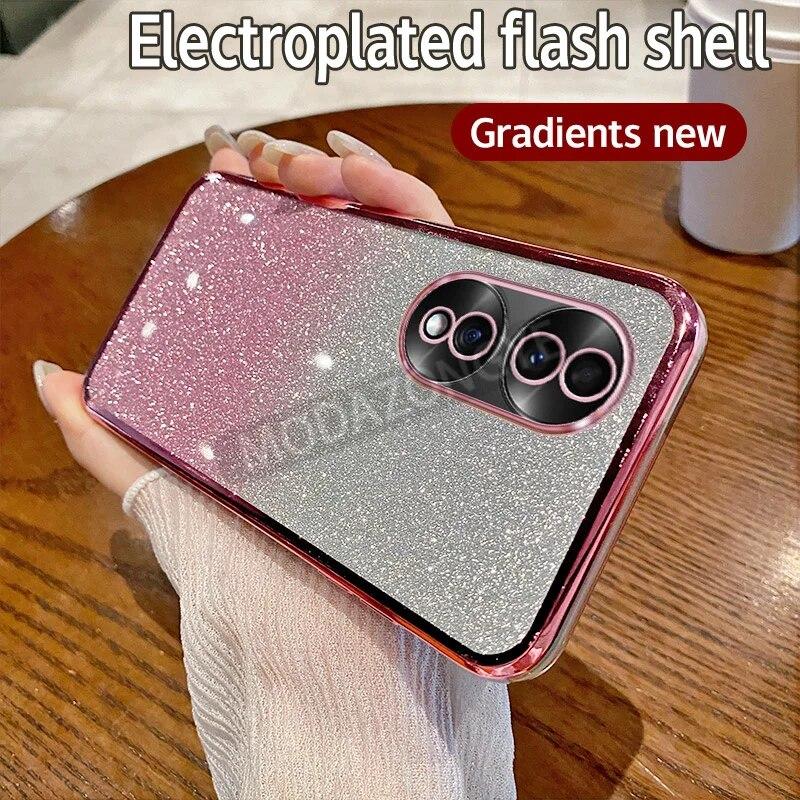 For Honor 70 5G Case Electroplating Luxury Soft Glitter TPU Cell Phone Back Cover Honor70 5G Phone Casing For Girl Woman
