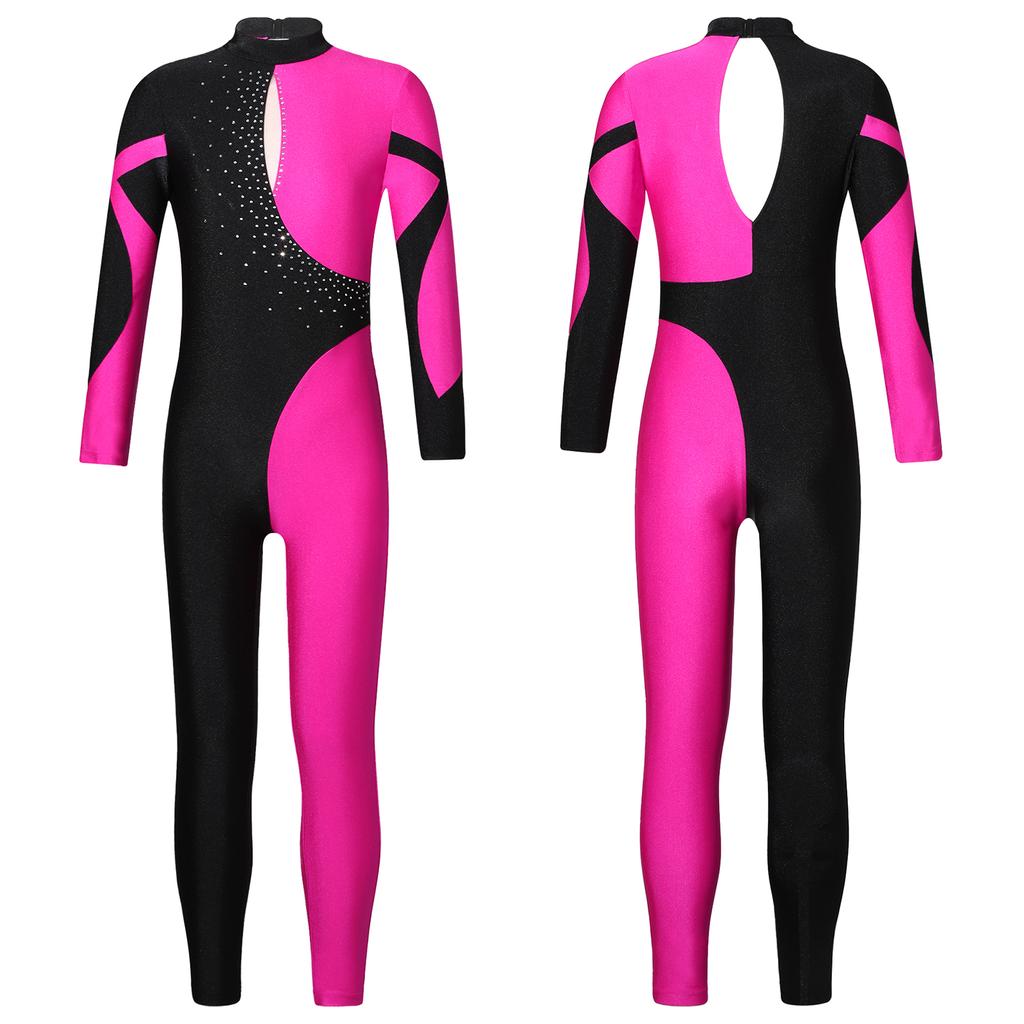 Girl Gymnastics Leotard Full Length Skating Jumpsuit Athletic Bodysuit One Piece Ballet Dance Unitard Yoga Unitards Biketards Sports Workout