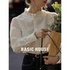 Базовая женская рубашка с французским кружевным воротником Basic House
