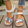 One-word Sandals European and American Large Size 2024 Summer Thick Heel One-word Belt Fashion European and American High Heel Velcro Sandals Women