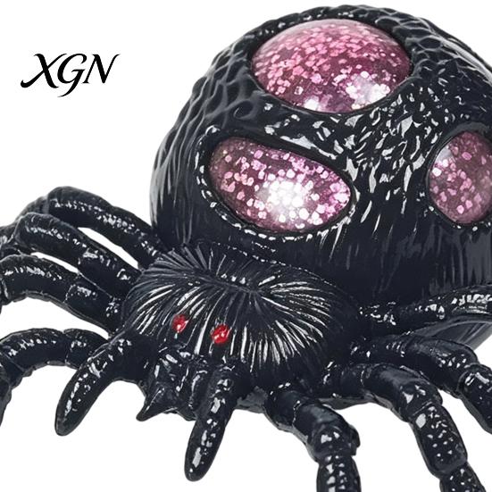Halloween Party Decoration 1/4Pcs Glitter Spider Squeeze Toy, Stress Relief Realistic Scary Gadget Fake Prank Toy Portable Reliever
