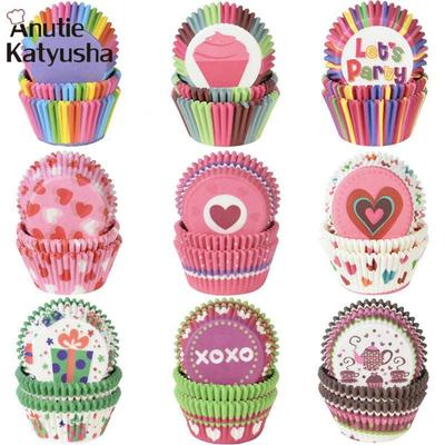 100 шт., бумажные стаканчики для кексов, вкладыш для кексов, коробка для выпечки, коробка для чашек, поднос для вечеринки, инструменты для украшения торта, декор для дня рождения