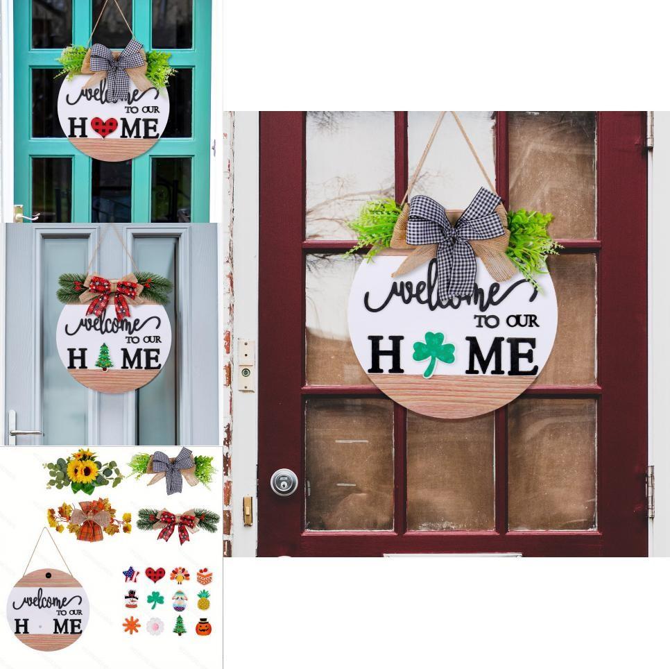 Home Welcome Door Sign With Magnetic Wooden Decor For Diy Festive Decoration