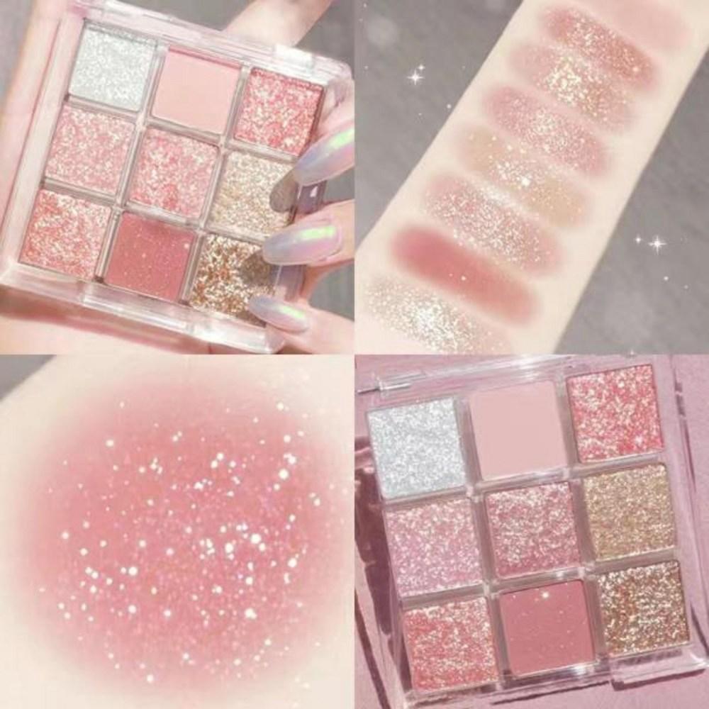 Новая палитра теней для век Nine Color Eyeshadow Palette Rose Pink Pearly Matte Eye Shiny Pigment Makeup Sequin Lasting I4F8, 01 A
