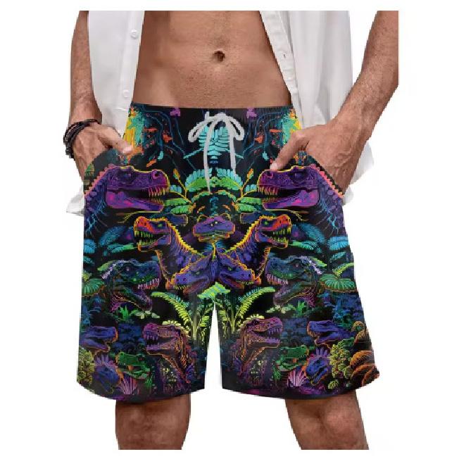 2026 Dinosaur Beach Casual Hawaiian T-Rex Surfing Men's Dragon Shorts Beach Pants