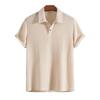 Men's Fashion Knitted Polo Shirts Short Sleeve Turn-down Collar Colid Color Simple T-shirt Top