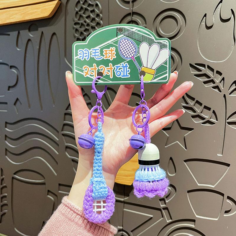 Soft Shuttlecock Knitted Badminton Keychain Battledore Funny Badminton Racket Bag Pendant Creative Keyring Car Key Pendant