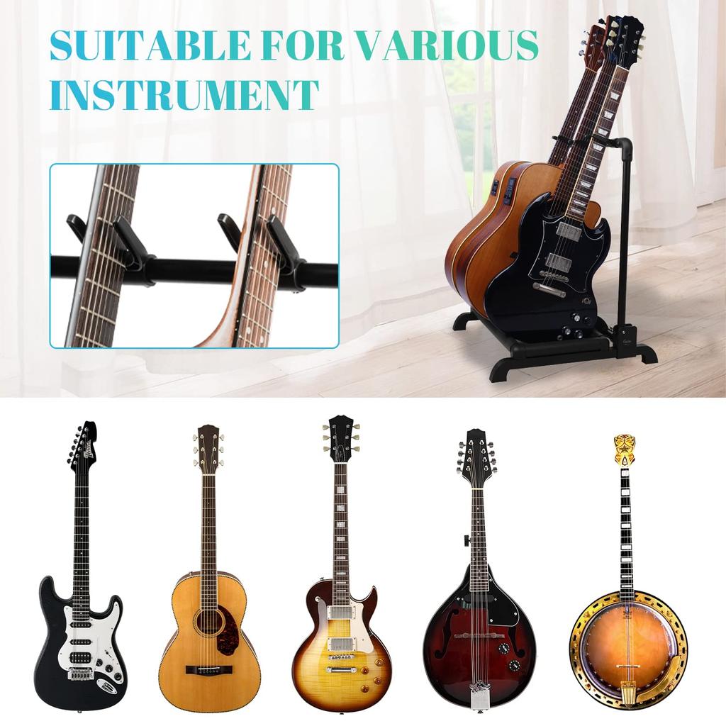 Пластиковая стойка для нескольких гитар GUITTO — это складная универсальная стойка для демонстрации на сцене и в группе, в которую можно положить акустическую гитару, бас-гитару,