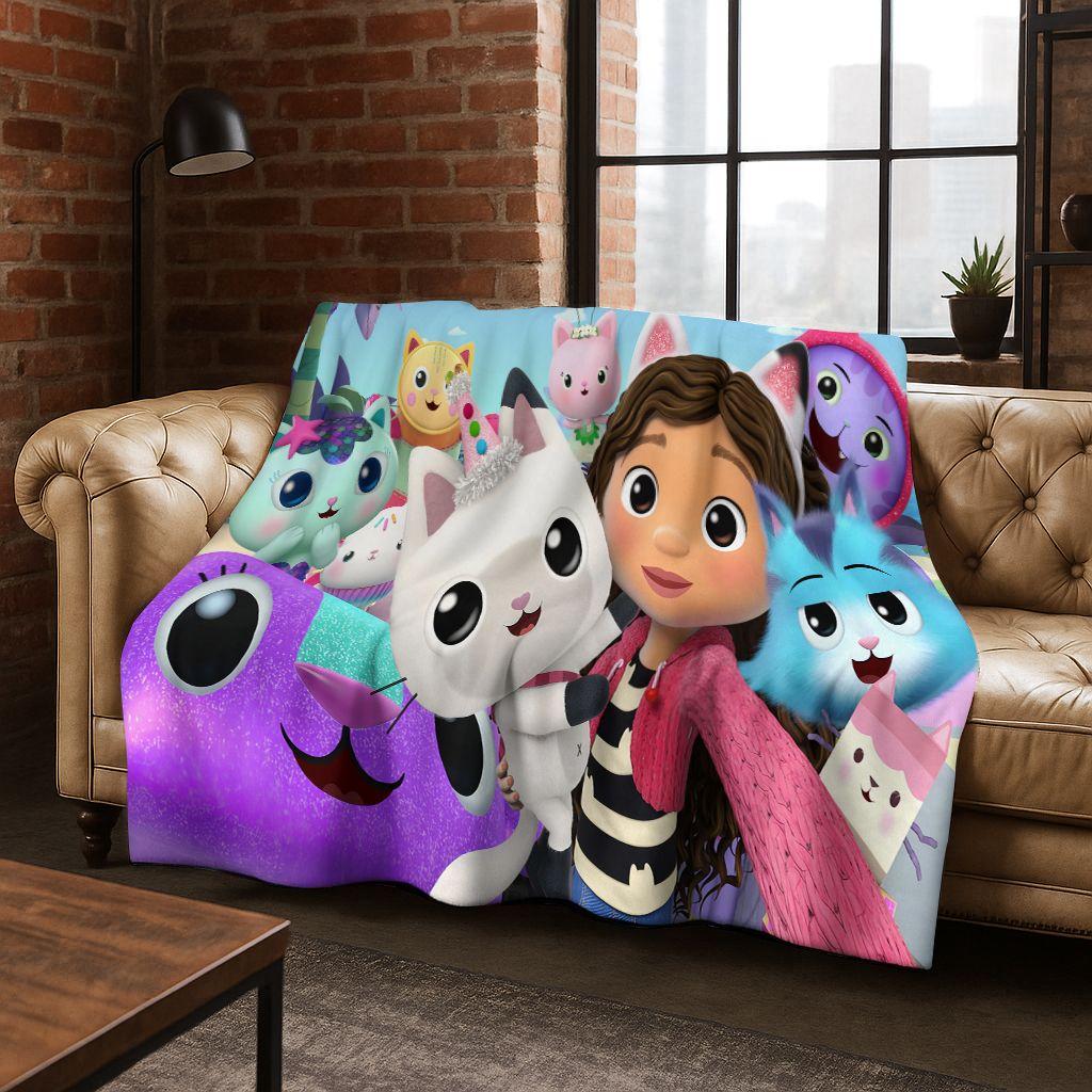 2026 New Cartoon Gabbys Dollhouse Girl Gift Flannel Blanket,Warm and Cozy Soft Throw Blanket for Home Bedroom Bed Sofa Cover Kid