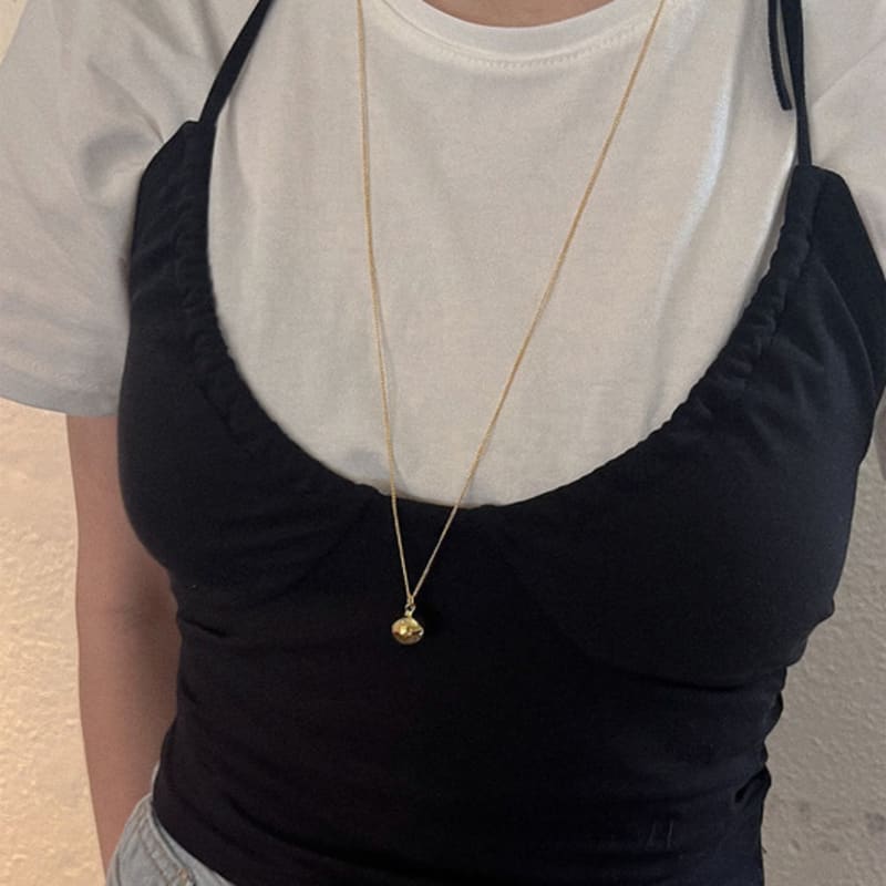 Youngglow Silver925 Silver Ball Long Necklace (2color)