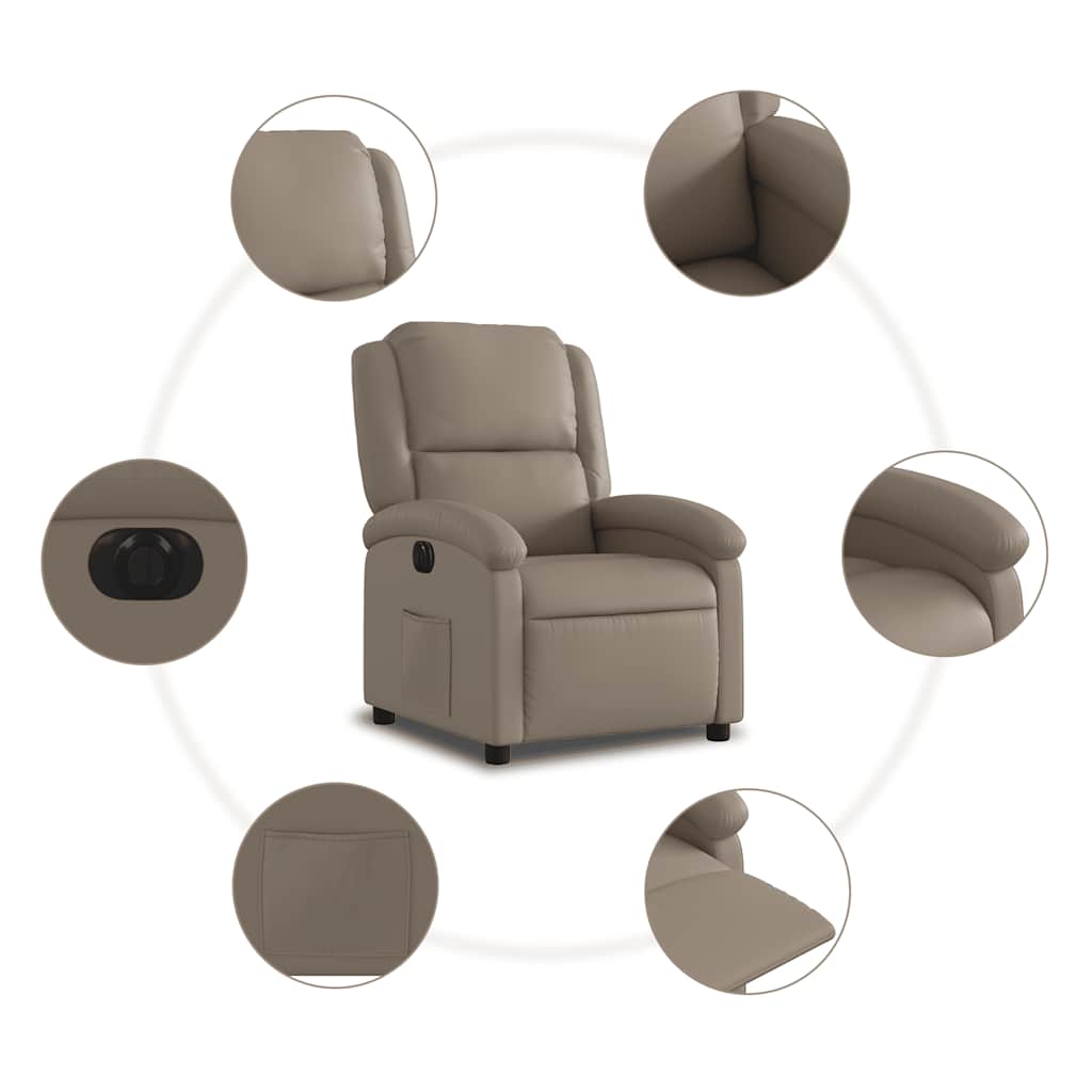 Electric Recliner Chair Cappuccino Faux Leather