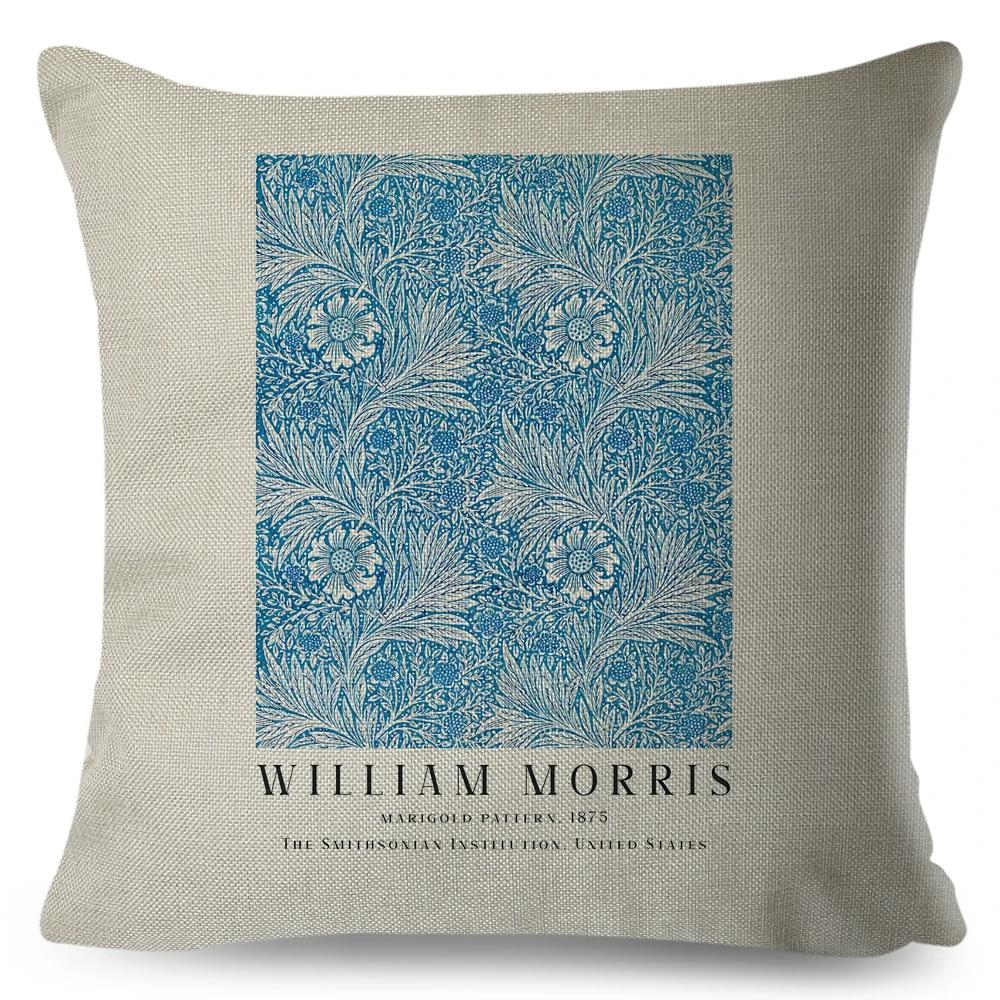 Nordic Style Cushion Cover William Morris Flower Pillowcase Linen Both Sided Decor Violets Botanical Throw Pillow Case for Sofa