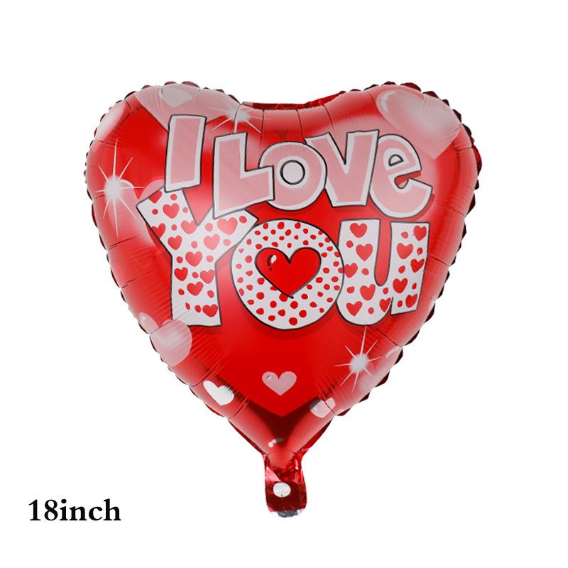 Qianshun Heart-shaped Aluminum Foil Balloons 18 Inch Silk Screen Printed I Love You Helium Wedding Valentine's Day Decoration