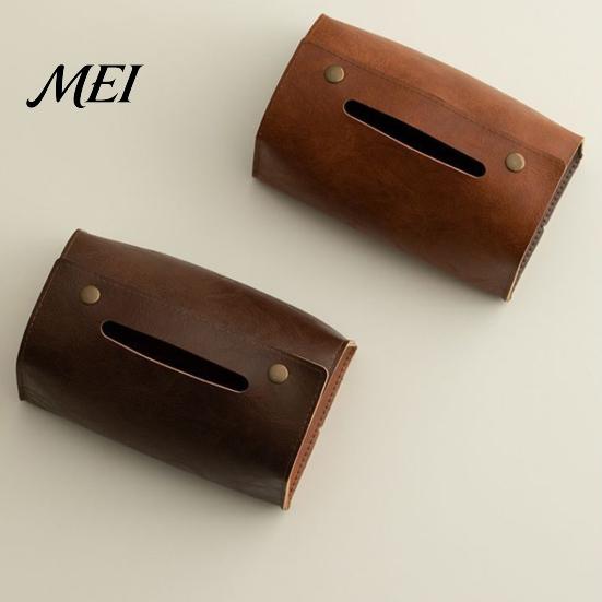 Modern Home Decor PU Leather Tissue Box, Foldable Retro Style Holder, Dining Room Organizer Decorative Desktop Organizer, for Office Desk Car