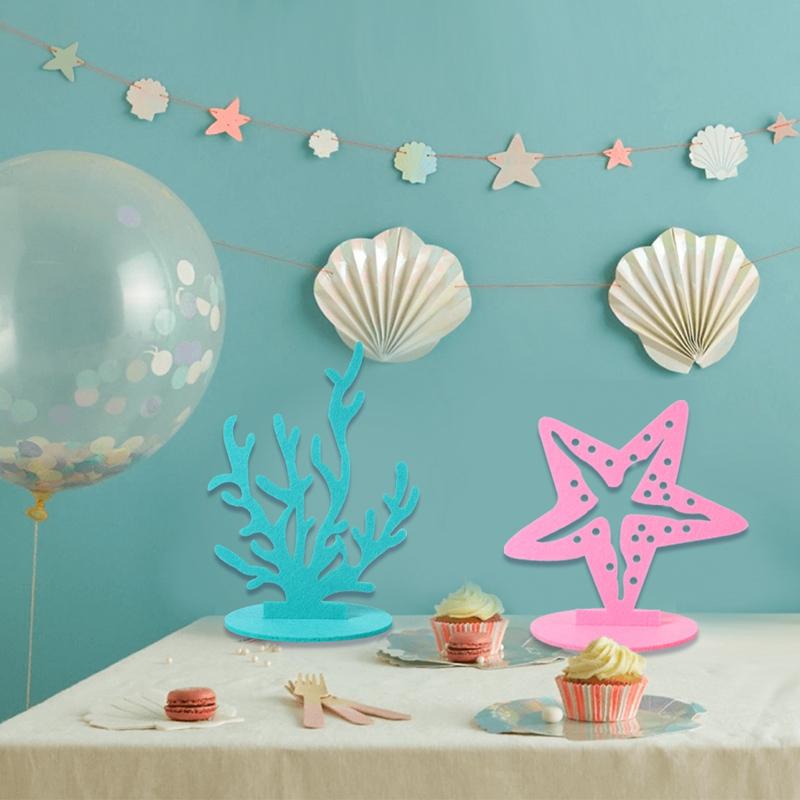 6 шт. украшения для вечеринки в стиле Русалочки своими руками войлочные коралловые украшения для стола под водой принадлежности для вечеринки по случаю дня рождения девочки Baby Shower
