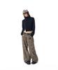 AAKAM Knee Pin-Tuck Leopard Cotton Pants (Brown)