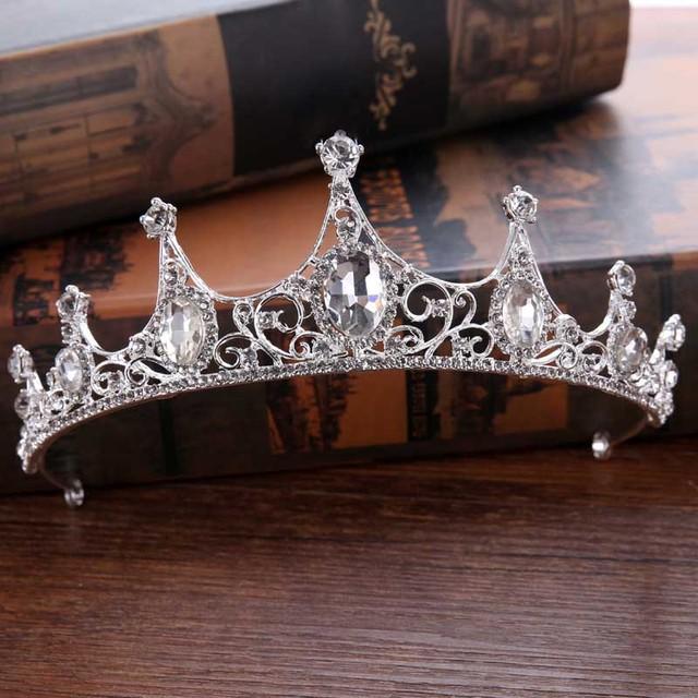 Vintage Baroque Imitated Emerald Crystal Tiaras And Crowns Hair Jewelry Women Girls Headpiece Wedding Bridal Hair Accessories