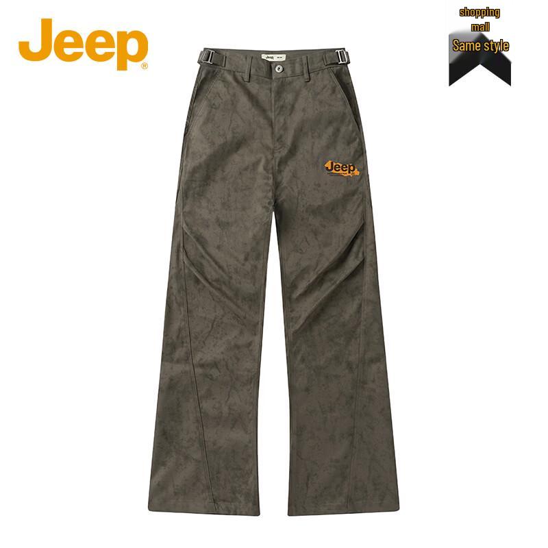 JEEP Men's American Retro Loose Wide-Leg Textured Casual Pants