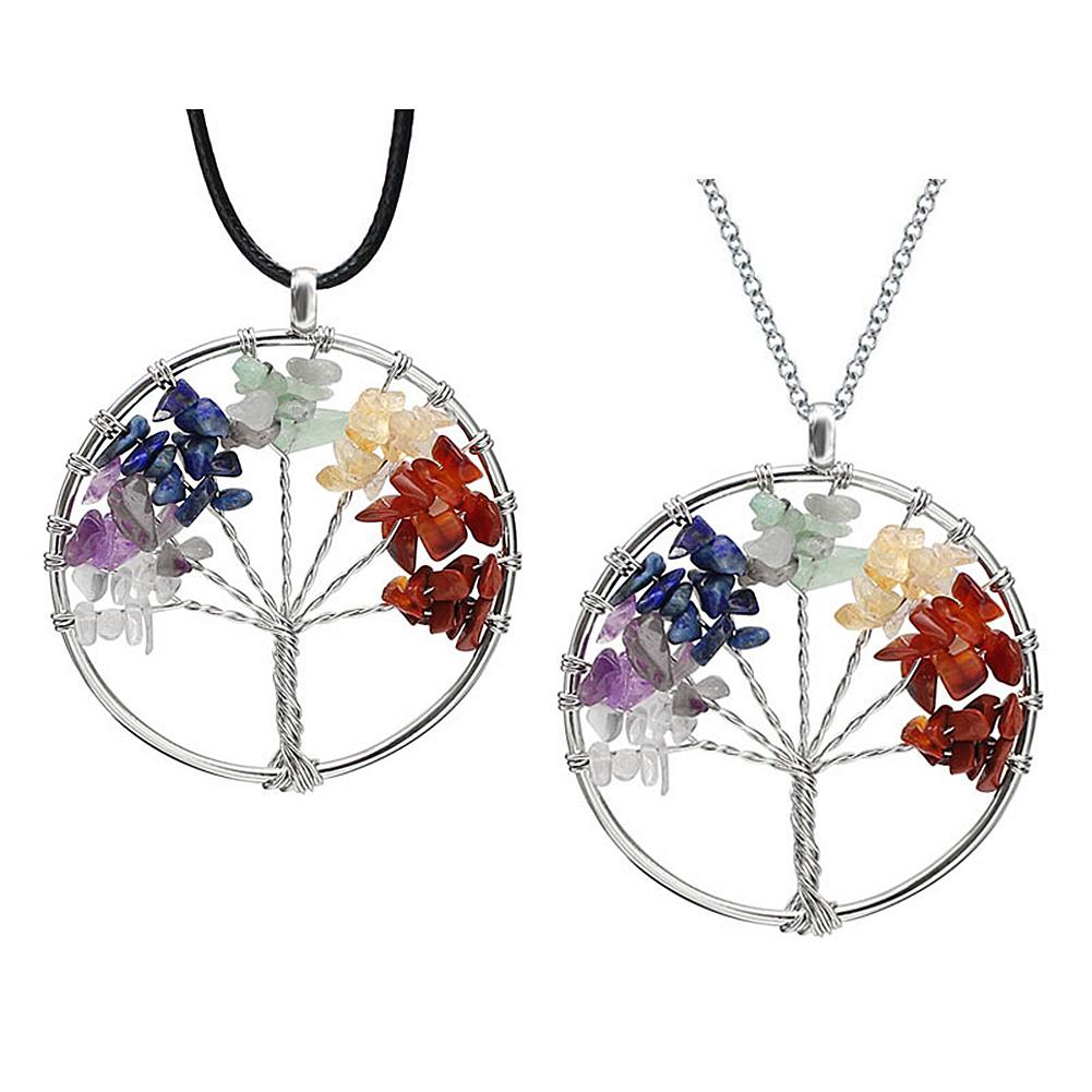 Creative Natural Gravel Necklace Handmade Crystal Pendant Sweater Chain