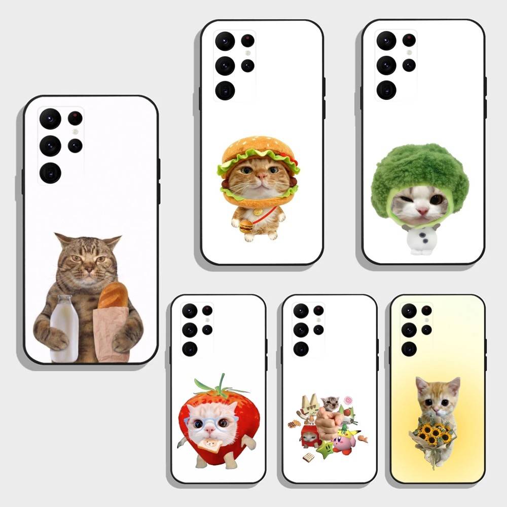 Чехол для телефона с большими глазами Глупые кошки Для Samsung S26,S25,S24,S23,S22,S21,S20,Plus,Fe,Lite,Другие Черный Чехол