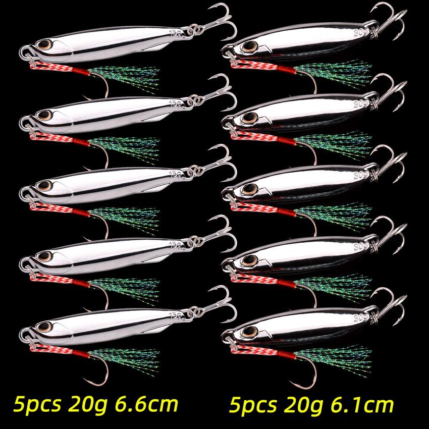 10 шт./лот металлическая литая джиг-блесна 10 г 20 г 30 г 40 г набор приманок с крючком для ловли рыбы на джиг, искусственная приманка для ловли морского окуня