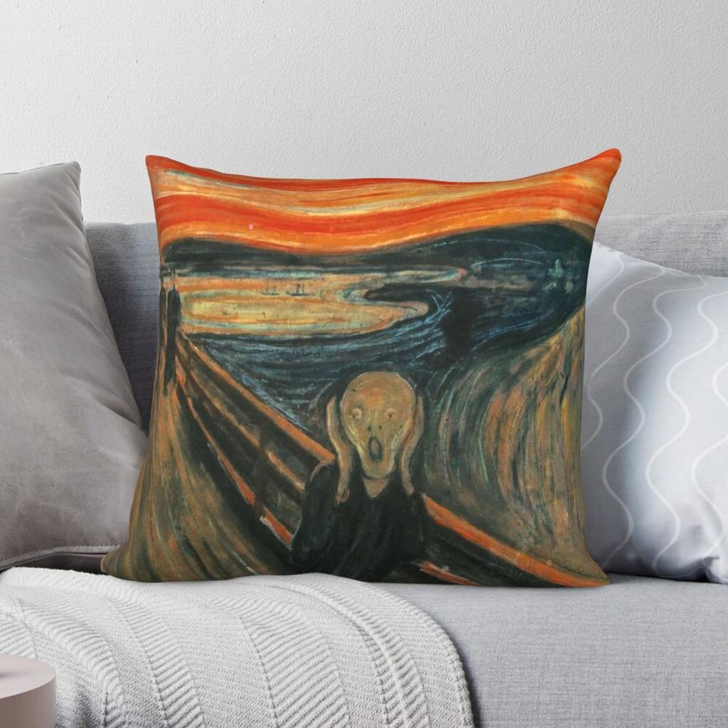 The Scream By Edvard Munch Square Pillowcase Polyester Linen Velvet Creative Zip Decor Pillow Case Car Cushion Case x
