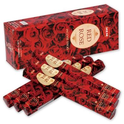 Red Rose Incense Sticks, Hexagonal Packs, 20 Sticks X 6 Boxes, 120 Sticks