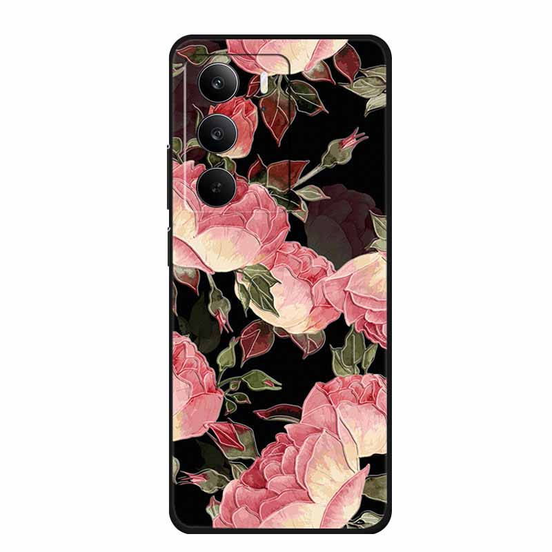 3D Тисненый Чехол Для Realme C75 4G 5G C75x V70 V70s 14x Realme C71 4G Чехол C 75 71 Чехол Цветок Черный Силикон Мягкая Задняя Крышка Сумка