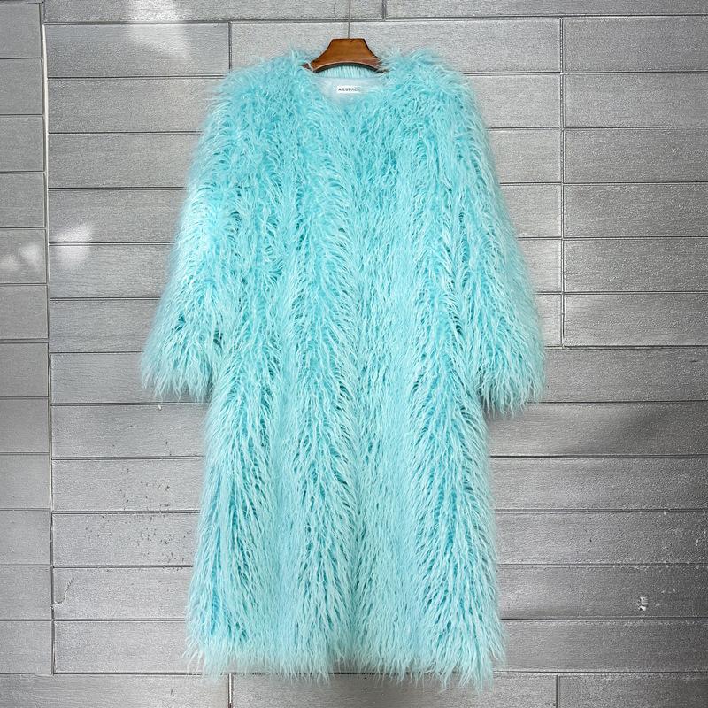 Источник Имитация меха мех пляжная шерсть удлиненная шерстяная куртка цвет колено длинный