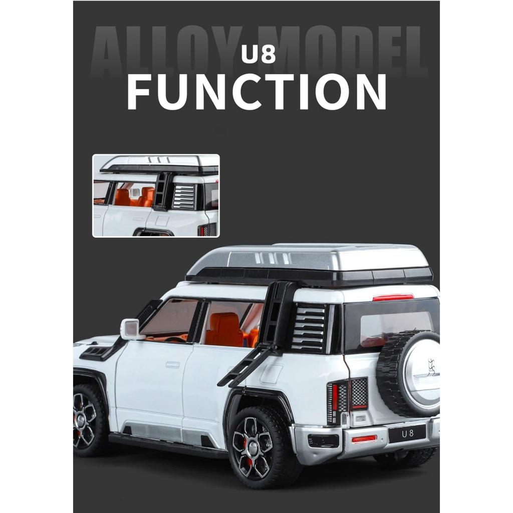 1/24 BYD Yangwang U8 SUV Модель автомобиля из литого металла Игрушка Новые энергетические внедорожники Модель автомобиля Звук и свет Детский подарок