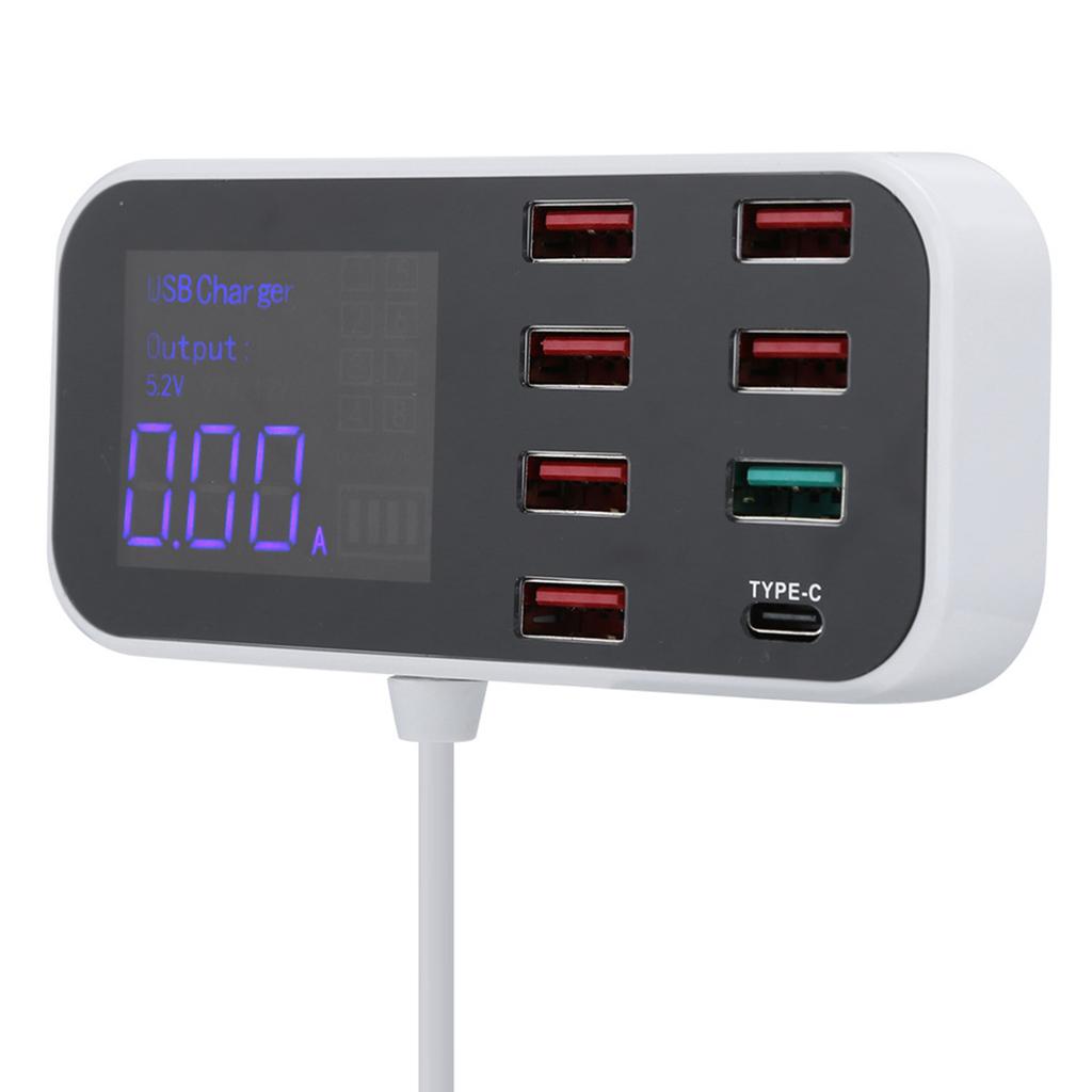 8 Ports Multiple USB Fast Chargers Charging Station Hubs Digital Display for IOS Android