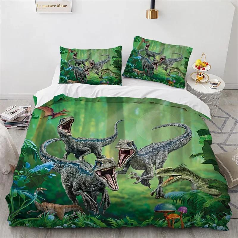 3D Dinosaur Duvet Cover Jurassic Animal Bedding Set Microfiber Comforter Cover King Full For Boys Teens Home Decor Birthday Gift