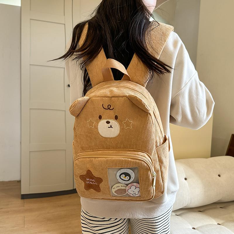 Мультяшный медведь детский сад школьный рюкзак вельветовый рюкзак для учеников начальной школы